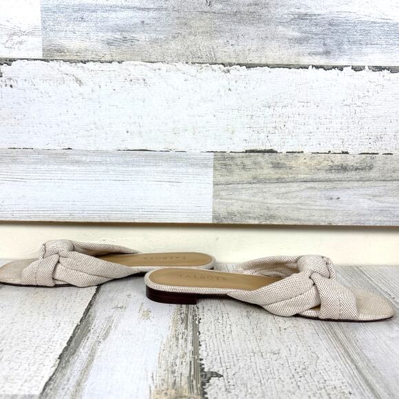 Talbots Women’s 7 Tan Violet Knot Slides Textile Leather Slip-On Open Toe Sandal - Picture 5 of 8